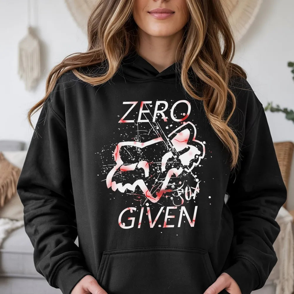 Zero Given Fox Head Hoodie | Splatter Graphic Motocross Design | Premium Cotton-Poly Blend | Unisex Gift for Dirt Bike and MT