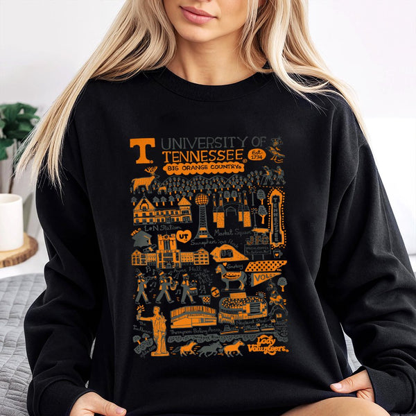 University of Tennessee Sweatshirt | Big Orange Country Campus Map Graphic | Premium Cotton Blend | Gift for UT Vols Student 