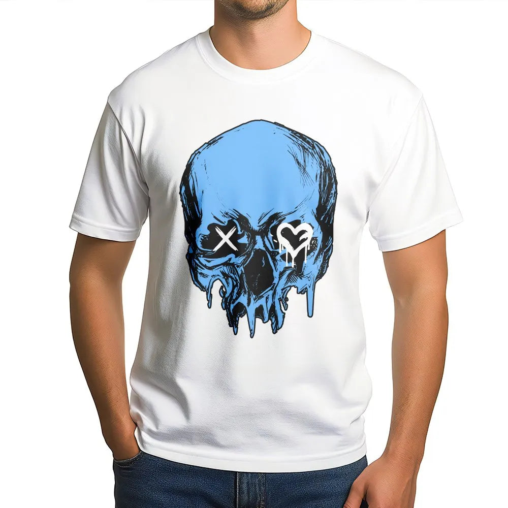 Graphic Skull T-Shirt | Dripping Heart Eye Street Art Design | Premium Cotton-Blend | Goth Emo Alt Clothing Gift