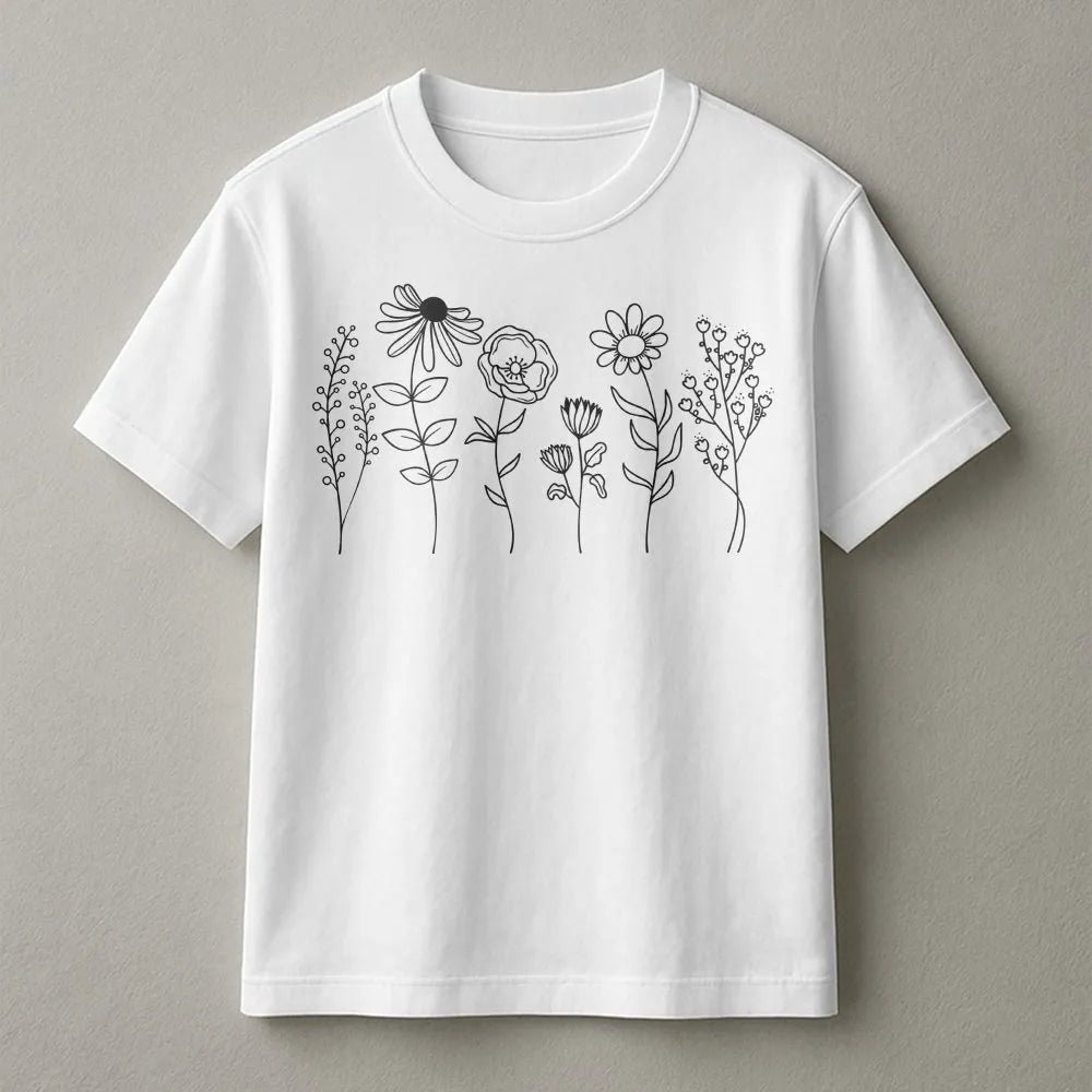 Wildflower Sweatshirt | Minimalist Botanical Line Art | Soft Cotton Blend | Cottagecore Aesthetic Gift for Her