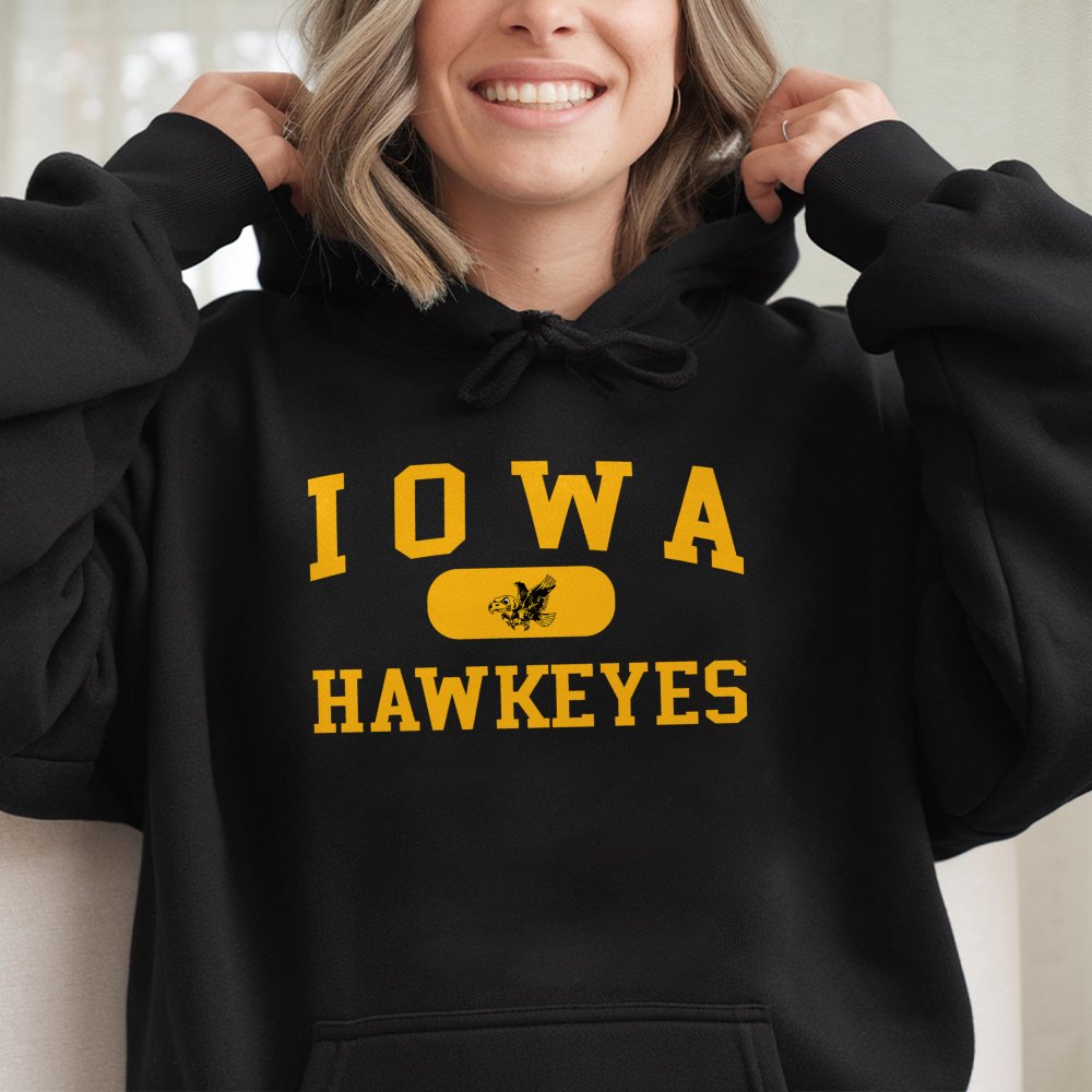 Iowa Hawkeyes Hoodie | Vintage College Sports Graphic Print | Premium Cotton-Poly Blend | Game Day Outfit for University Fans