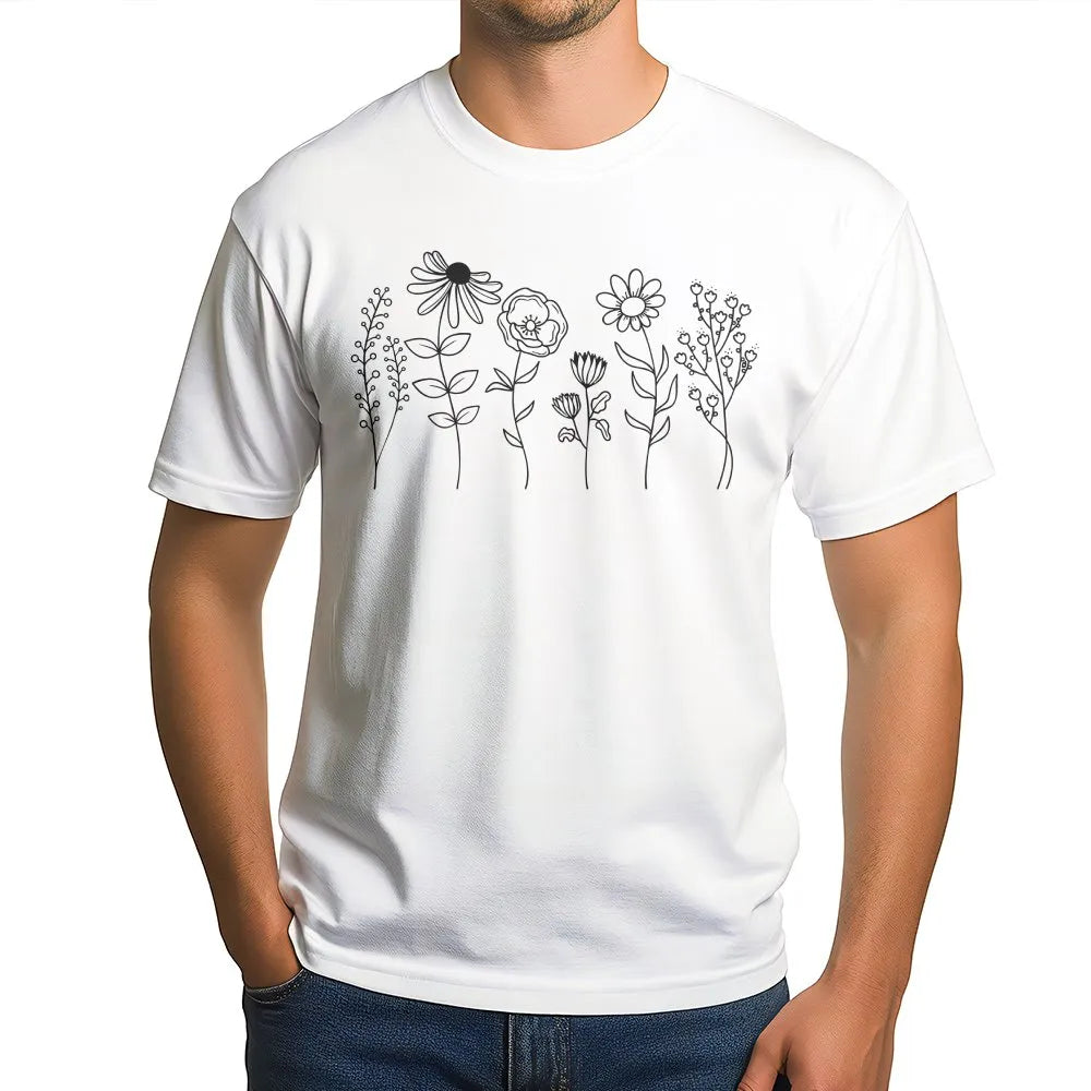 Wildflower Sweatshirt | Minimalist Botanical Line Art | Soft Cotton Blend | Cottagecore Aesthetic Gift for Her