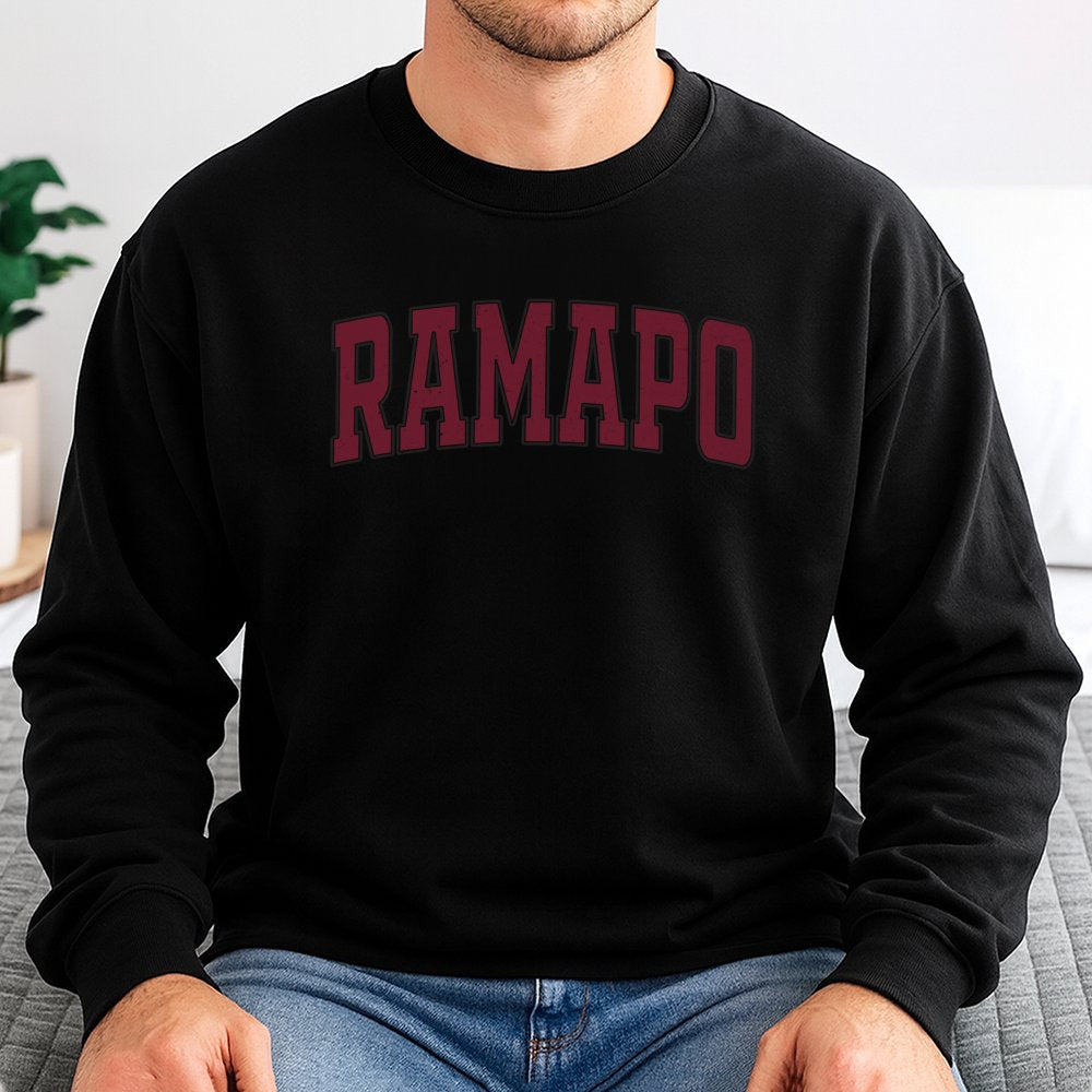 Ramapo College Sweatshirt | Varsity Lettered Graphic Print | Premium Cotton-Polyester Blend | Unisex Campus Apparel Gift for 