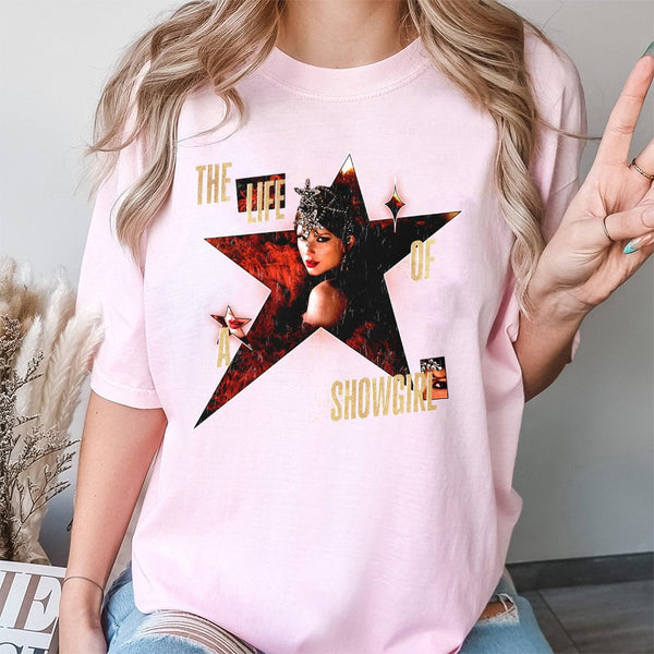 Showgirl Graphic T-Shirt | Retro Star Aesthetic Design | Premium 100% Cotton | Music Lover Gift for Concert Fans