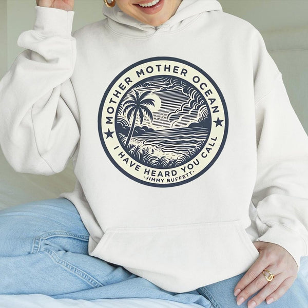 Mother Ocean Jimmy Buffett Hoodie | Beach Graphic Sweatshirt | Premium Cotton-Blend | Gift for Parrot Head Music Fan
