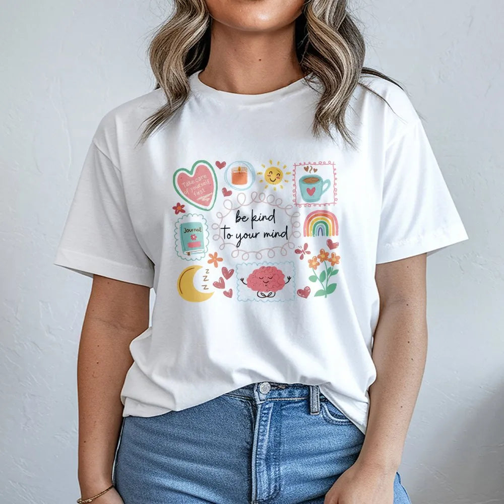 Mental Health Awareness T-Shirt | Be Kind To Your Mind Vintage Graphic | Cozy Pullover Sweatshirt | Inspirational Self Care G