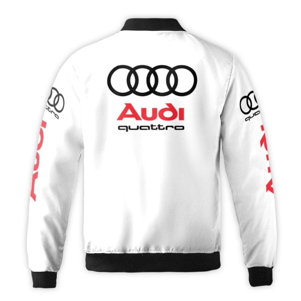 Audi Quattro Bomber Jacket | German Luxury Car Racing Apparel | Premium Nylon Shell Windbreaker | Unisex Performance Gift for