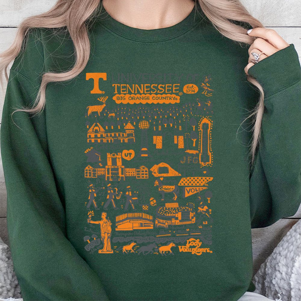 University of Tennessee Sweatshirt | Big Orange Country Campus Map Graphic | Premium Cotton Blend | Gift for UT Vols Student 