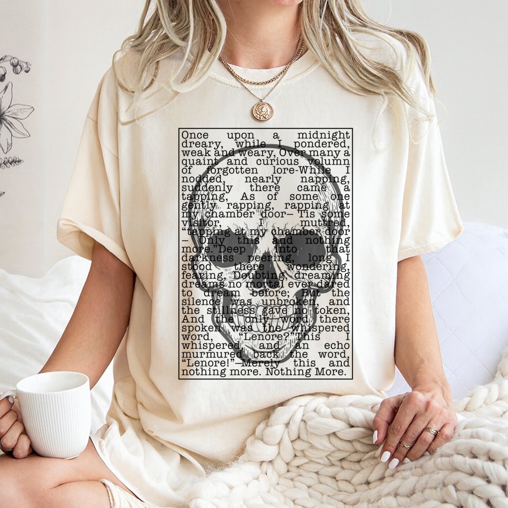 Edgar Allan Poe The Raven T-Shirt | Gothic Literature Poem Quote Design | Premium 100% Cotton Tee | Gift for Book Lovers, Tea