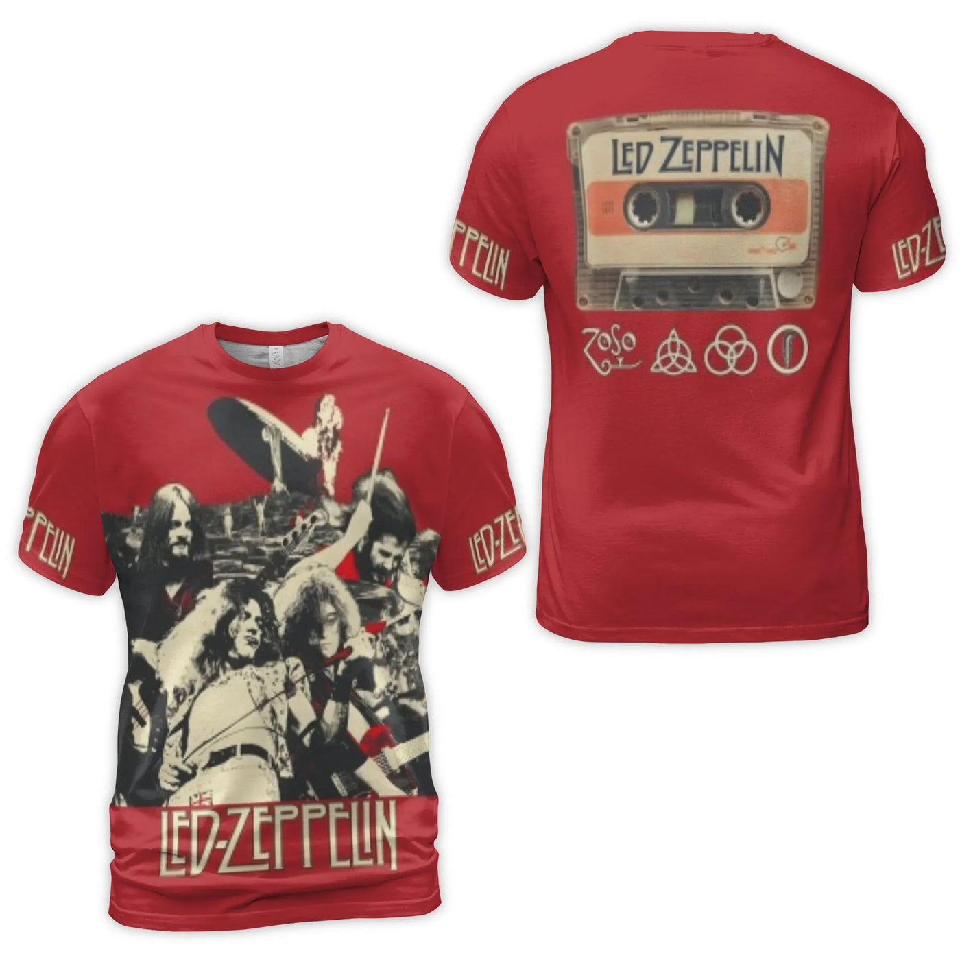 Led Zeppelin Rock Band Graphic Tee | Retro Cassette Tape Design | Premium Soft Jersey 3D Print | Music Lover Gift for Men and