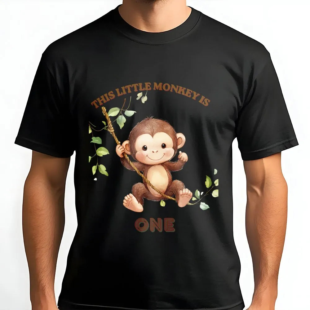 Monkey 1st Birthday Sweatshirt | This Little Monkey Is One Graphic | Soft Cotton Blend Pullover | Mom's First Birthday Party 