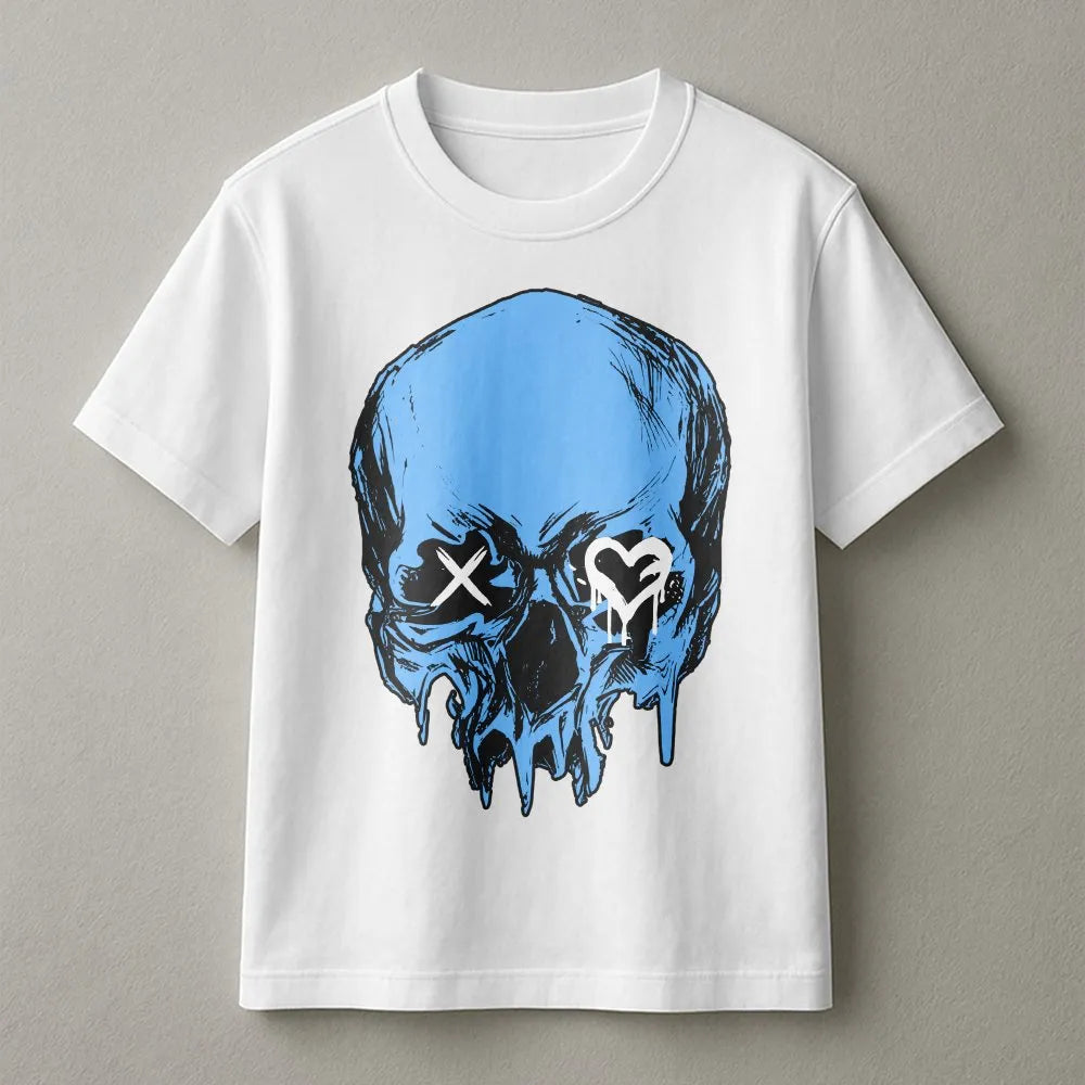 Graphic Skull T-Shirt | Dripping Heart Eye Street Art Design | Premium Cotton-Blend | Goth Emo Alt Clothing Gift