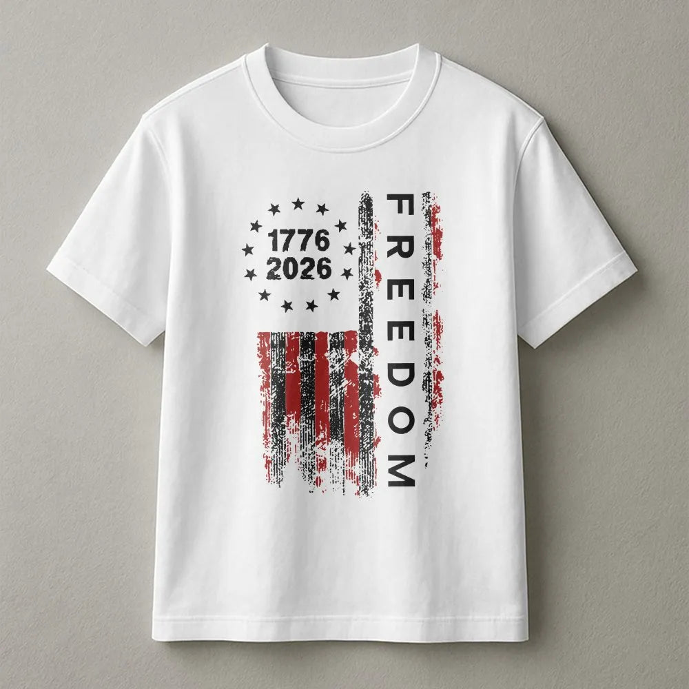 1776 to 2026 T-Shirt | Distressed American Freedom Flag Graphic | Soft 100% Cotton | Patriotic USA Collector's Gift