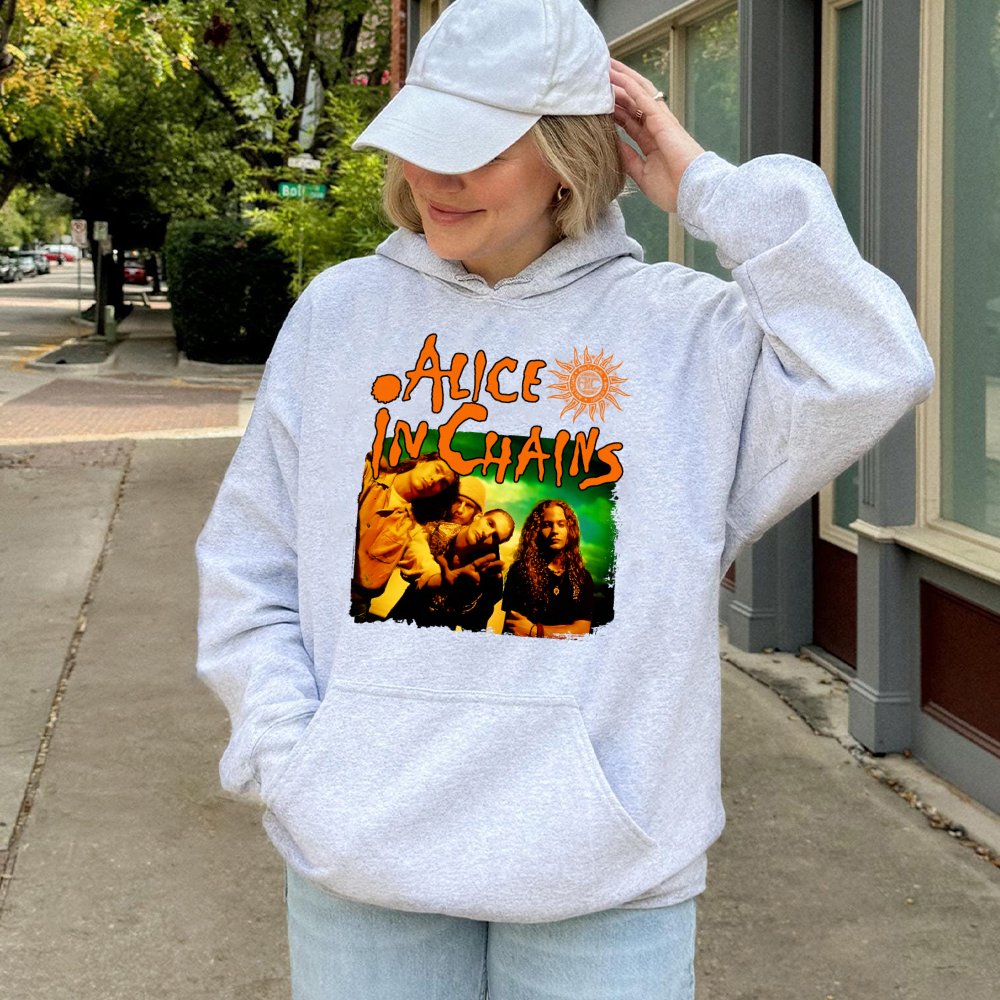Grunge Band Hoodie | Vintage Alice In Chains Graphic | Premium Cotton Blend | Unisex Rock Music Fan Gift