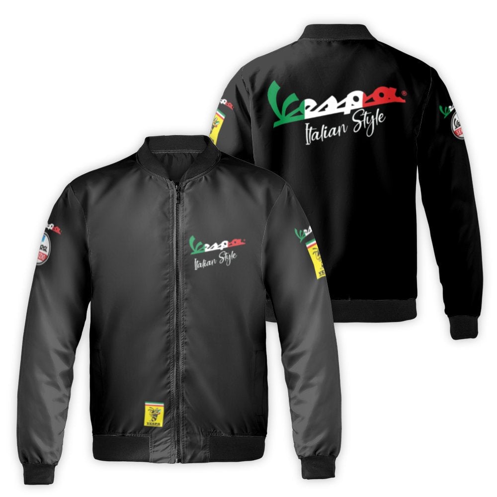 Vespa Bomber Jacket | Italian Style Motorcycle Graphic | Durable Nylon Outerwear | Premium Gift for Scooter Fans