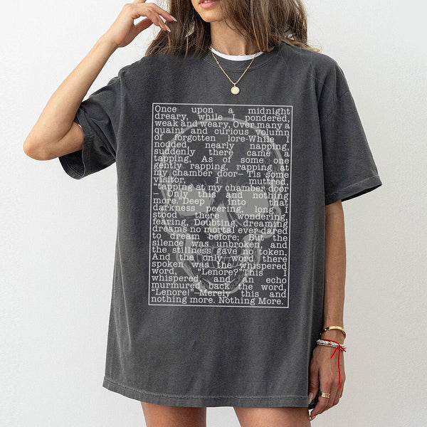 Edgar Allan Poe The Raven T-Shirt | Gothic Literature Poem Quote Design | Premium 100% Cotton Tee | Gift for Book Lovers, Tea