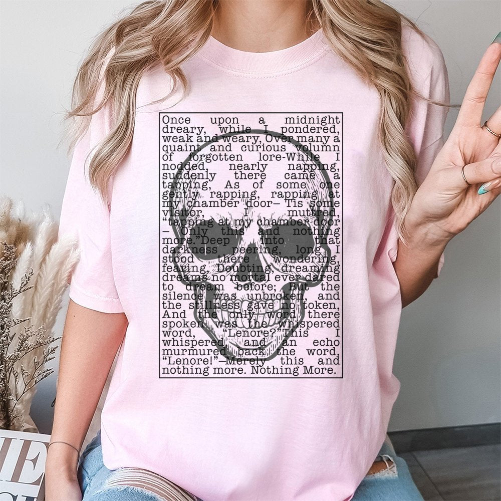 Edgar Allan Poe The Raven T-Shirt | Gothic Literature Poem Quote Design | Premium 100% Cotton Tee | Gift for Book Lovers, Tea