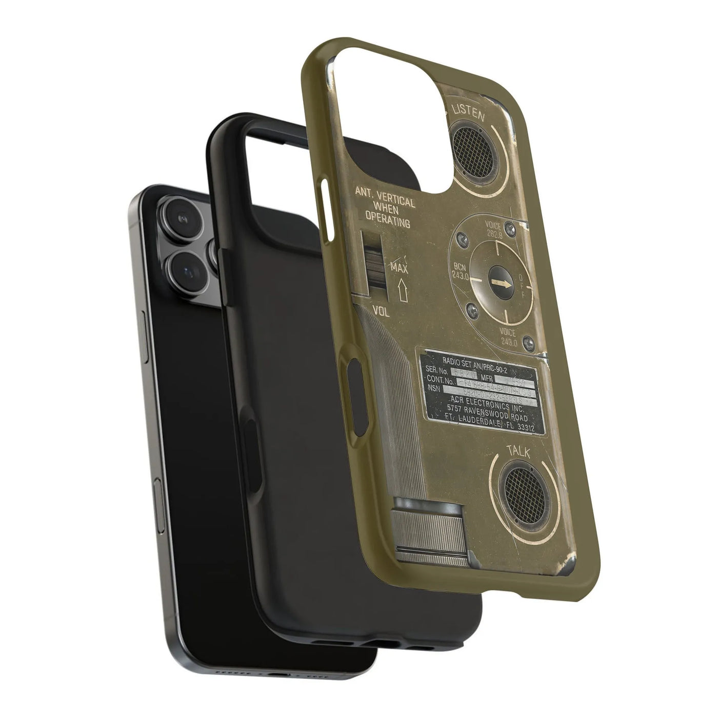 Military Radio iPhone Case | Vintage AN/PRC-90-2 Walkie Talkie Design | Dual-Layer Polycarbonate Protection | Unique Gift for