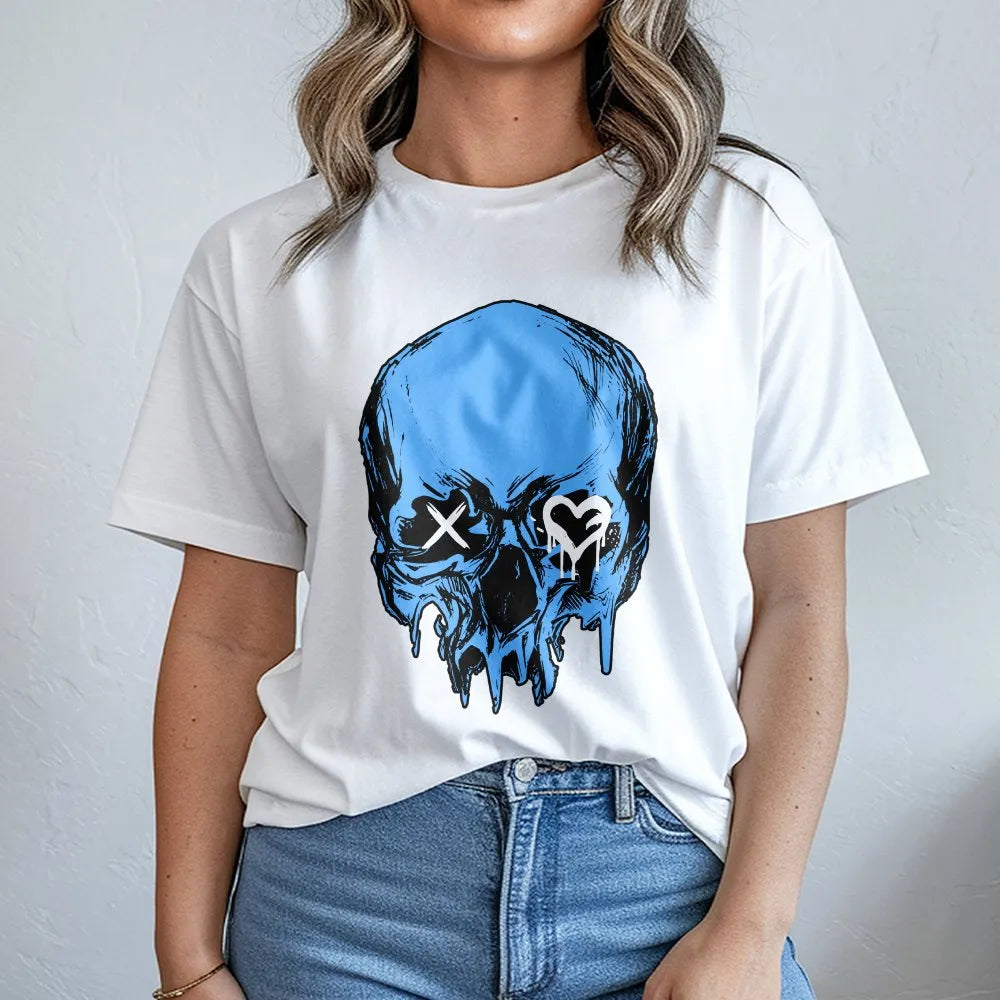 Graphic Skull T-Shirt | Dripping Heart Eye Street Art Design | Premium Cotton-Blend | Goth Emo Alt Clothing Gift