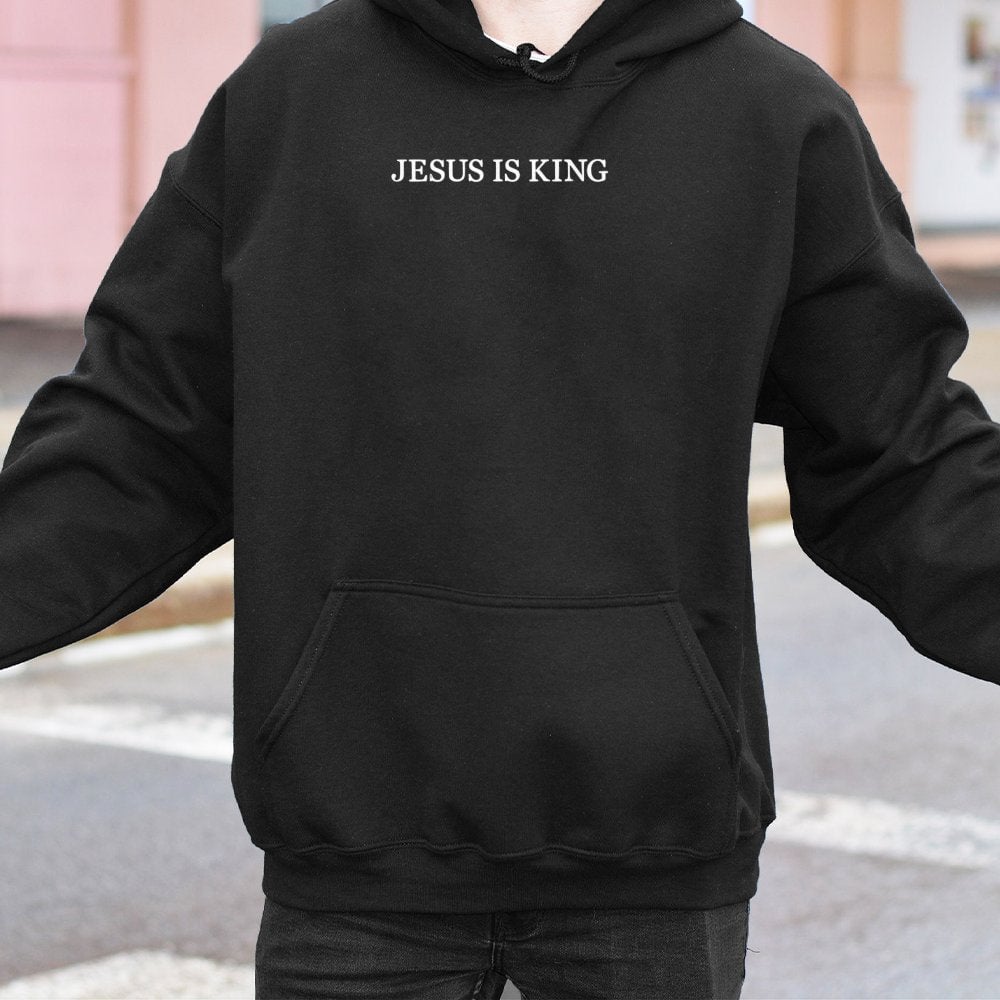 Jesus Is King Hoodie | Minimalist Christian Graphic Apparel | Cotton-Poly Blend Premium Comfort | Faith-Based Gift For Men An