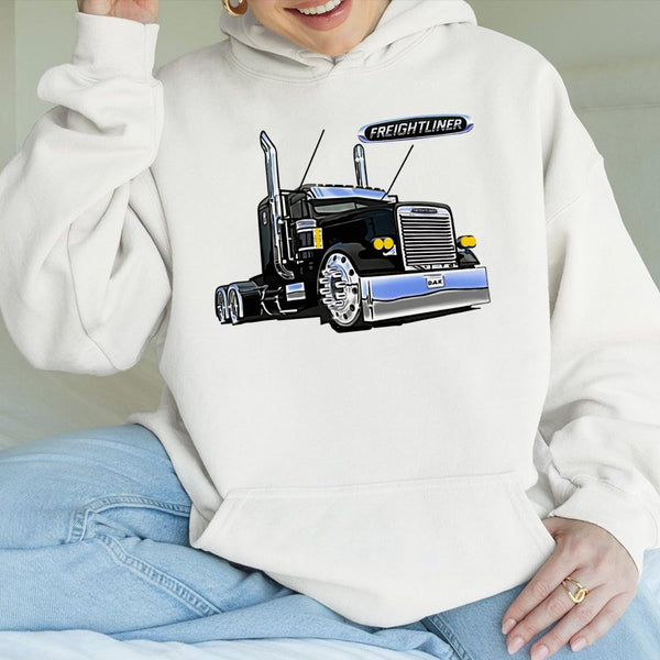 Freightliner Semi Truck Hoodie | Classic Big Rig Graphic Design | Premium Cotton-Blend Fleece | Gift for Trucker Dad & Long H