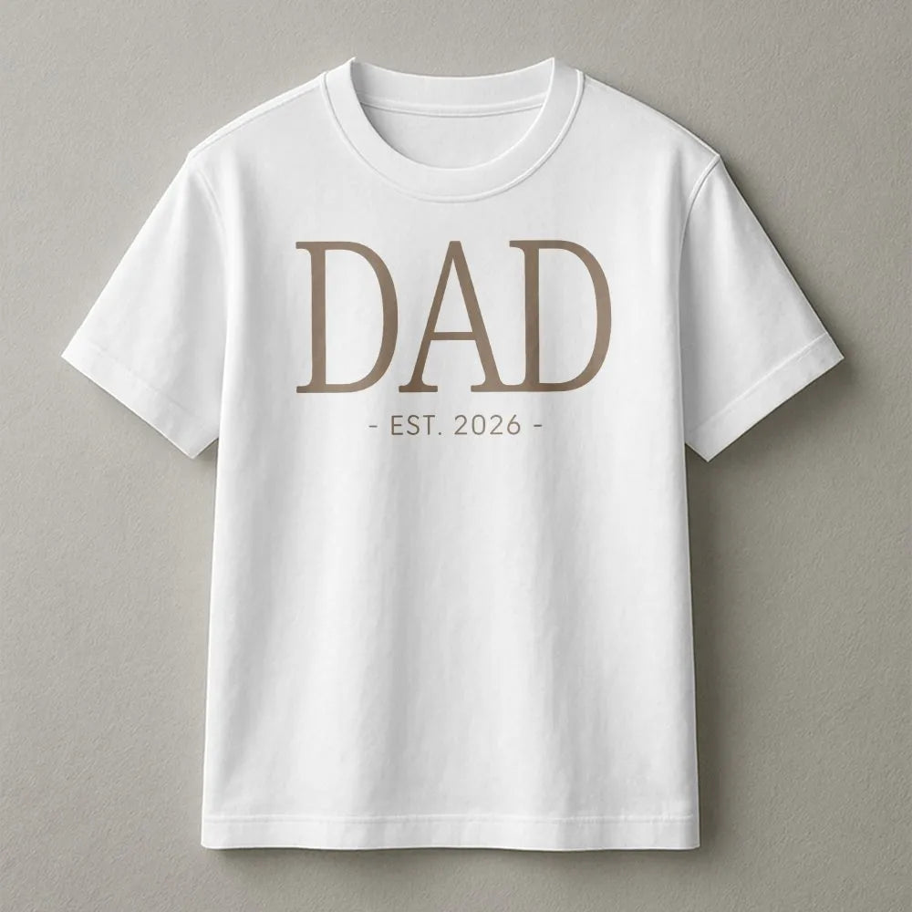 Dad Est 2026 T-Shirt | Minimalist Pregnancy Announcement Design | 100% Soft Cotton Tee | New Father Baby Reveal Gift