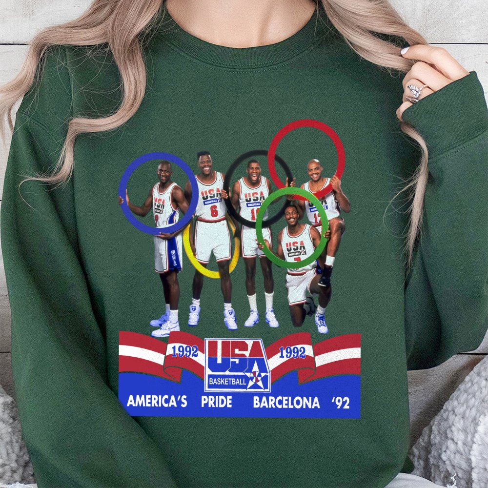 1992 USA Basketball Dream Team Sweatshirt | Vintage Barcelona Olympics Graphic | Premium Cotton Blend Crewneck | Retro Sports