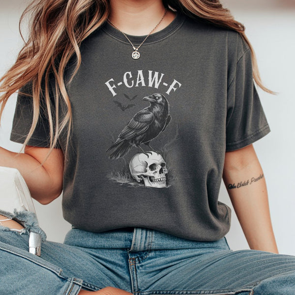 Gothic Raven Skull T-Shirt | F-Caw-F Dark Academia Graphic Tee | 100% Cotton Premium Quality | Unisex Streetwear Gift for Got
