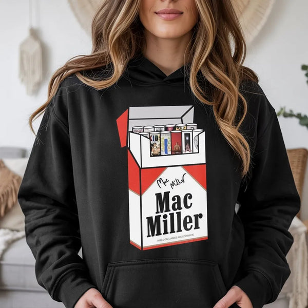 Mac Miller Hoodie | Album Art Cigarette Pack Design | Premium Cotton Blend | Gift for Rap Music Fans