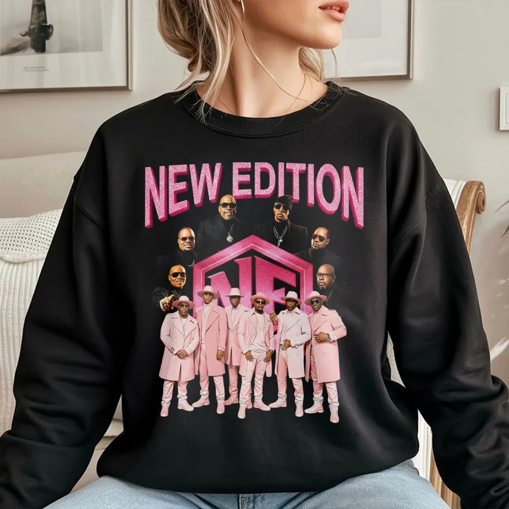 New Edition R&B Band Sweatshirt | Vintage Style Concert Graphic Print | Premium Cotton Blend Crewneck | Gift For 90s Music Fa