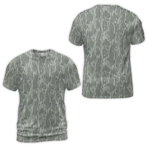 Marsh Camouflage 3D T-Shirt | Vintage Waterfowl Print All-Over Graphic Tee | Soft Polyester Blend | Premium Gift for Hunters 