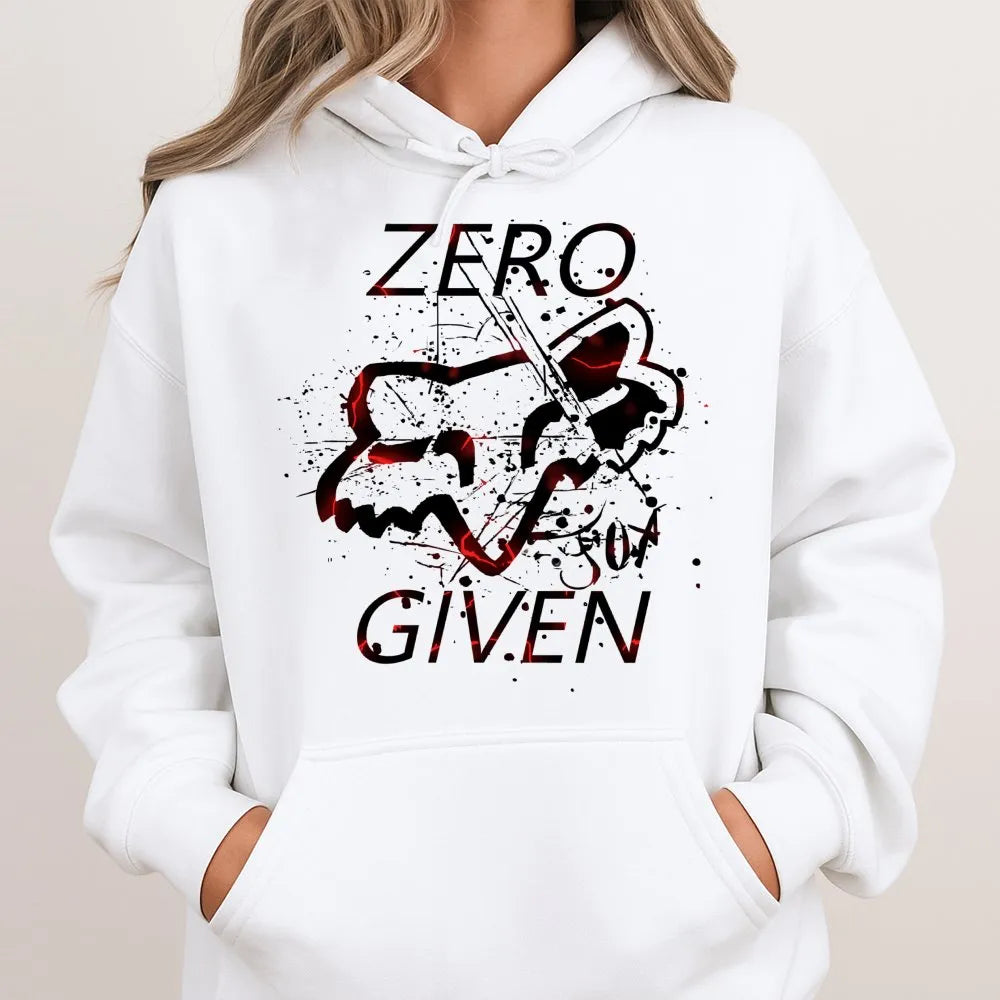 Zero Given Fox Head Hoodie | Splatter Graphic Motocross Design | Premium Cotton-Poly Blend | Unisex Gift for Dirt Bike and MT