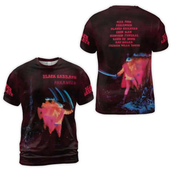 Black Sabbath Paranoid T-Shirt | Classic Heavy Metal Album Art & Tracklist | Premium Jersey 3D Print | Unisex Gift for Rock M