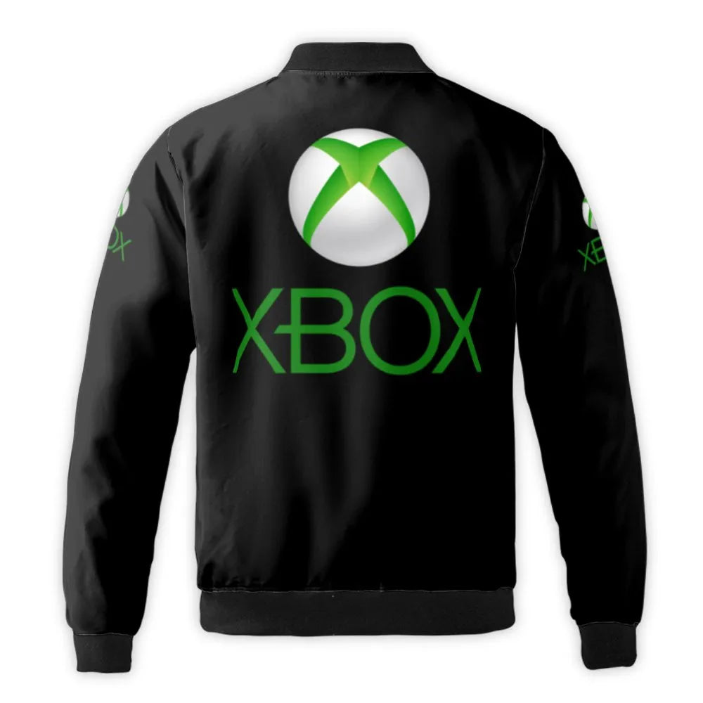 Xbox Logo Bomber Jacket | Streetwear Gamer Windbreaker | Durable Nylon Quilt Design | Premium Gift for Gaming Fans