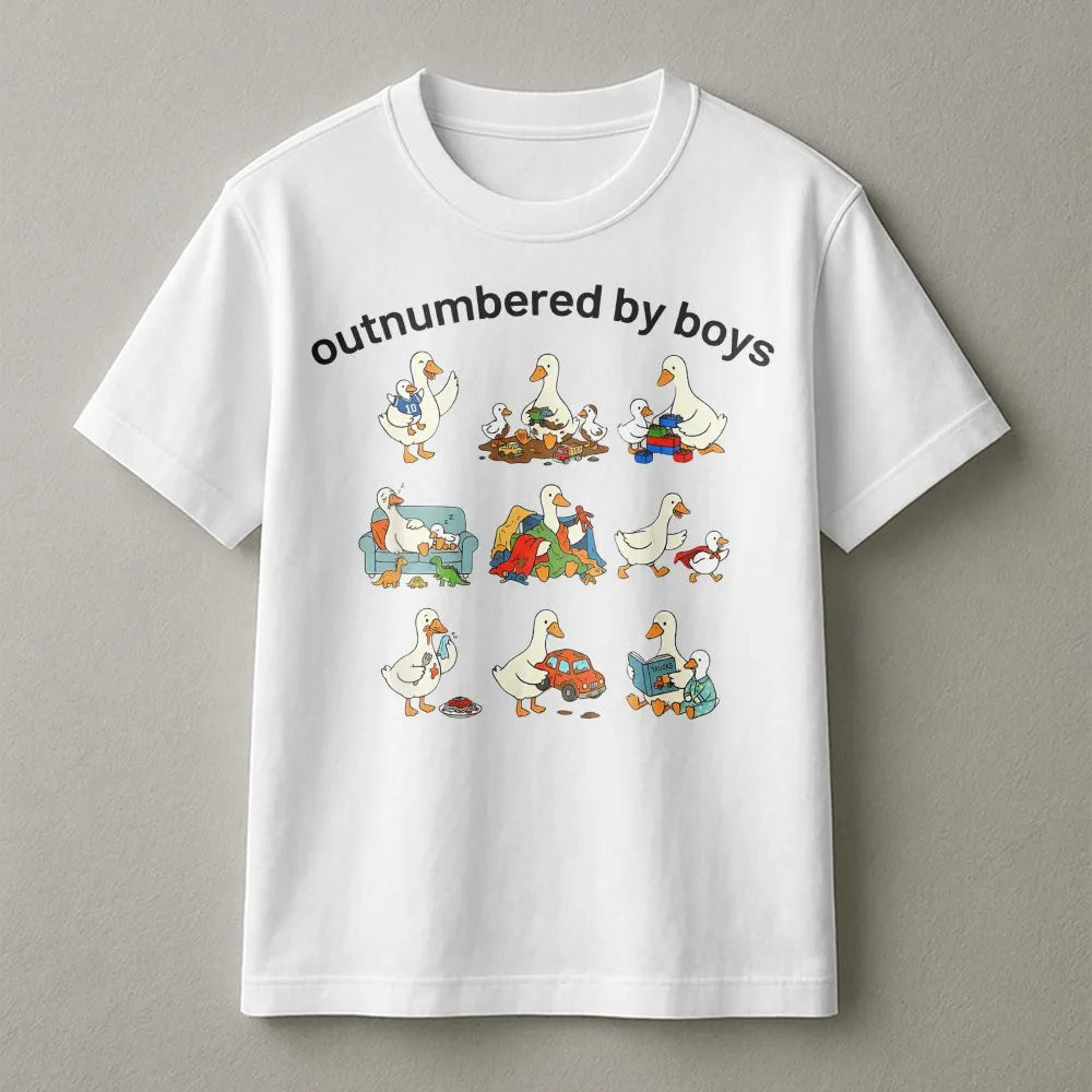 Funny Boy Mom Sweatshirt | Outnumbered By Boys Goose Graphic | Cozy Cotton Blend | Mothers Day Gift for Boy Mama