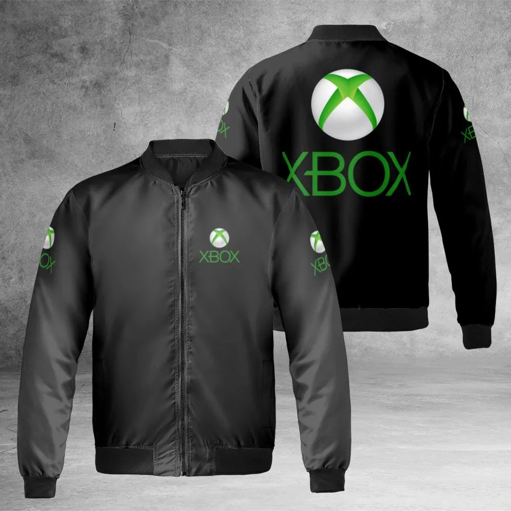 Xbox Logo Bomber Jacket | Streetwear Gamer Windbreaker | Durable Nylon Quilt Design | Premium Gift for Gaming Fans