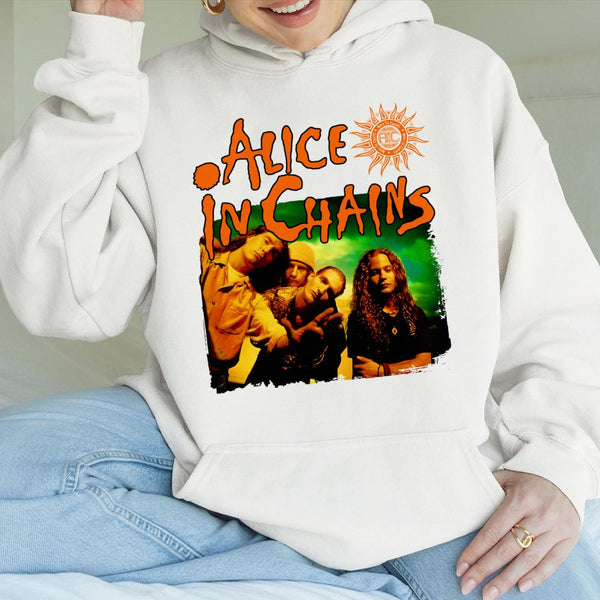 Grunge Band Hoodie | Vintage Alice In Chains Graphic | Premium Cotton Blend | Unisex Rock Music Fan Gift