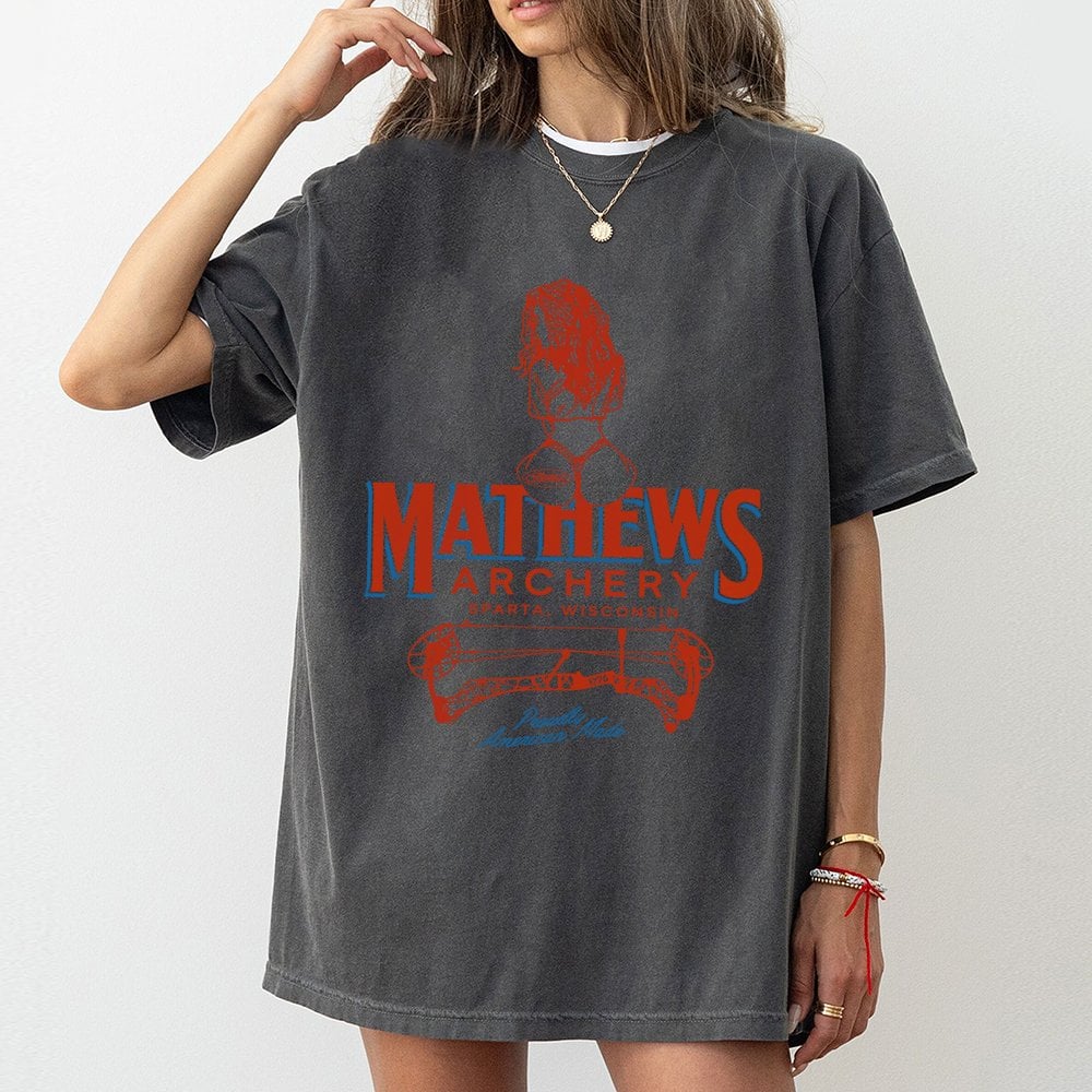 Mathews Archery T-Shirt | Retro Bowhunter Graphic Design | 100% Cotton Premium Tee | Gift For Archery Fans And Bowhunting Ent