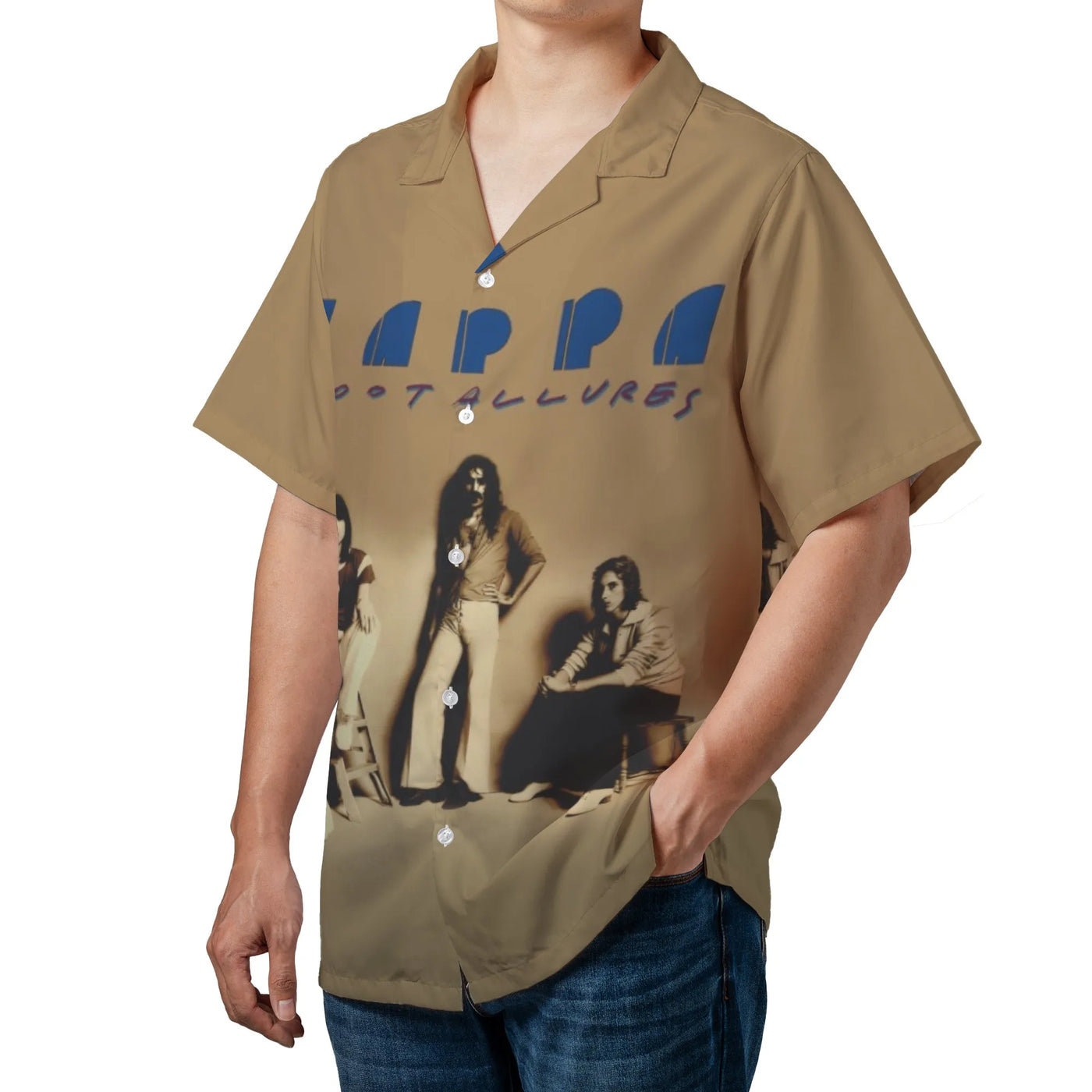 Frank Zappa Zoot Allures Hawaiian Shirt | Classic Rock Band Graphic Print | Woven Polyester Breathable Tee | Vintage Music Gi