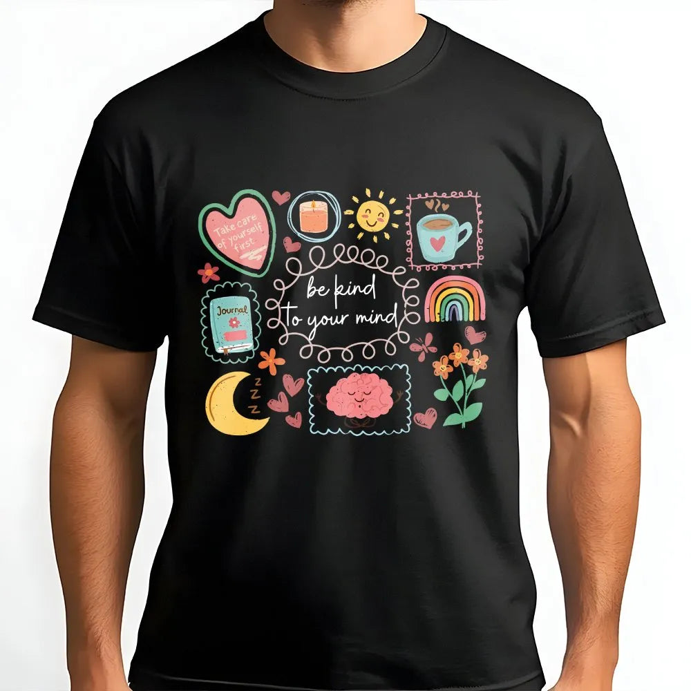 Mental Health Awareness T-Shirt | Be Kind To Your Mind Vintage Graphic | Cozy Pullover Sweatshirt | Inspirational Self Care G