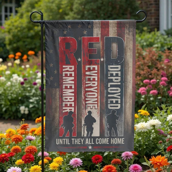 R.E.D. Friday Garden Flag | Remember Everyone Deployed Vintage Design | Double-Sided Polyester | Support Our Troops Gift for 