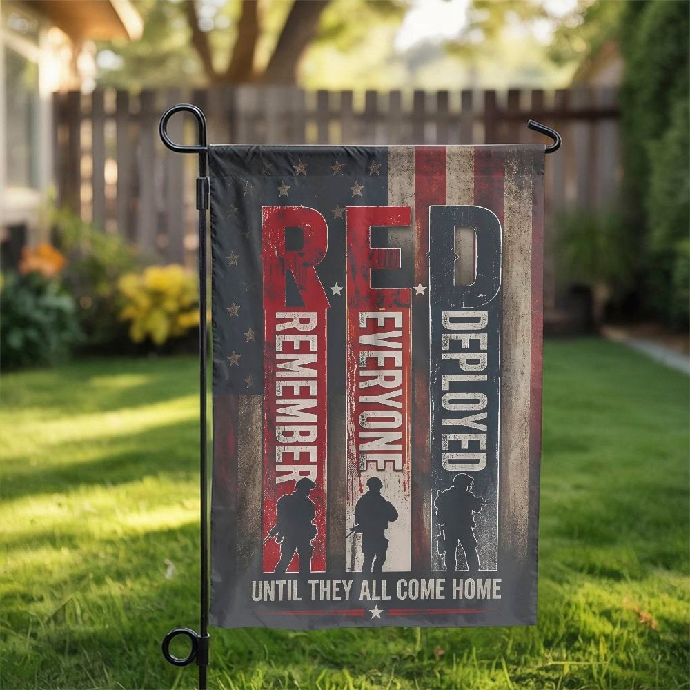R.E.D. Friday Garden Flag | Remember Everyone Deployed Vintage Design | Double-Sided Polyester | Support Our Troops Gift for 
