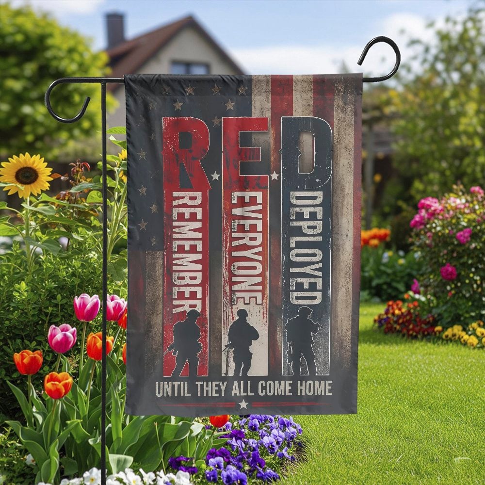 R.E.D. Friday Garden Flag | Remember Everyone Deployed Vintage Design | Double-Sided Polyester | Support Our Troops Gift for 